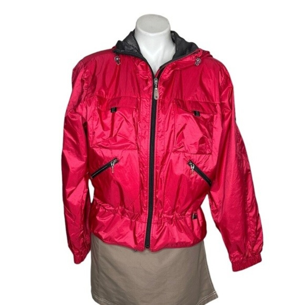 NILS Red Nylon Jacket Mesh Lining Pockets Folding Hoof Drawstring Waist Size 6